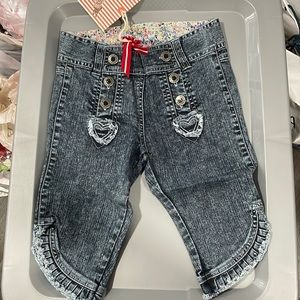 NWT Australian Designer, Paper Wings, Blue/Grey Heart Capri Jeans